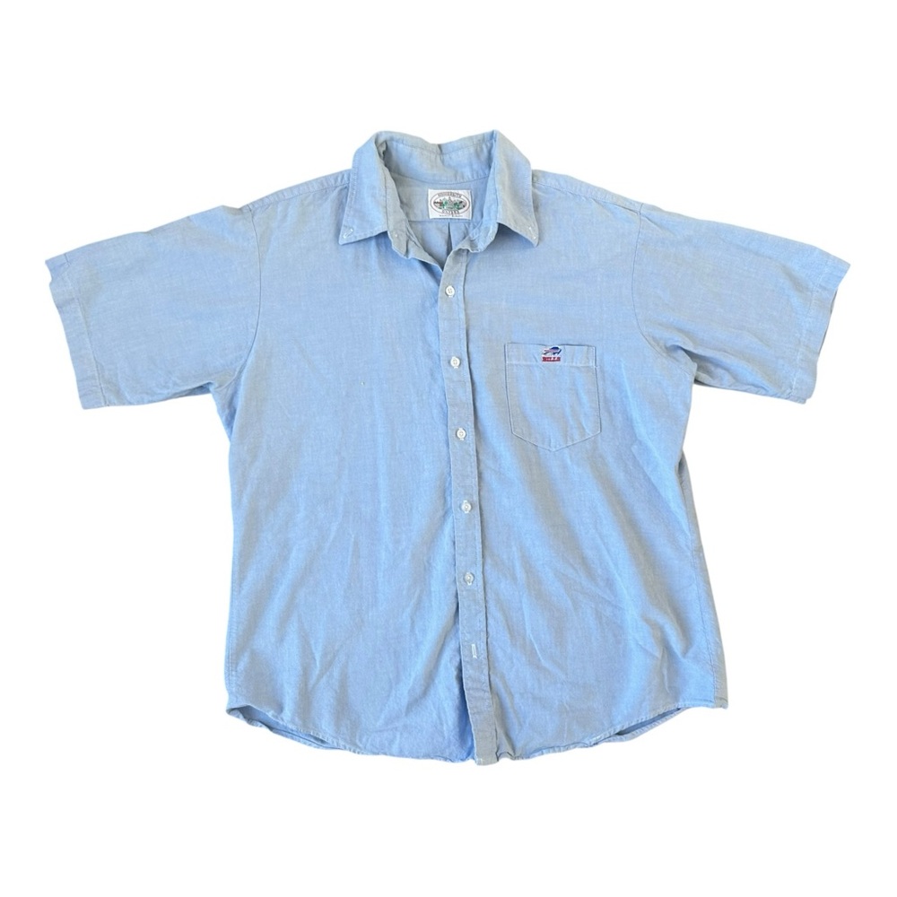Vintage Denim Buffalo Bills Button Down Shirt University Oxford Chambray Sz S/M?